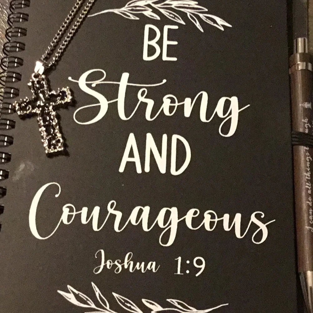 Men’s Cross & Notebook bible verse Inspirational with pen and necklace